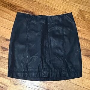 Free People Black Leather Mini Skirt